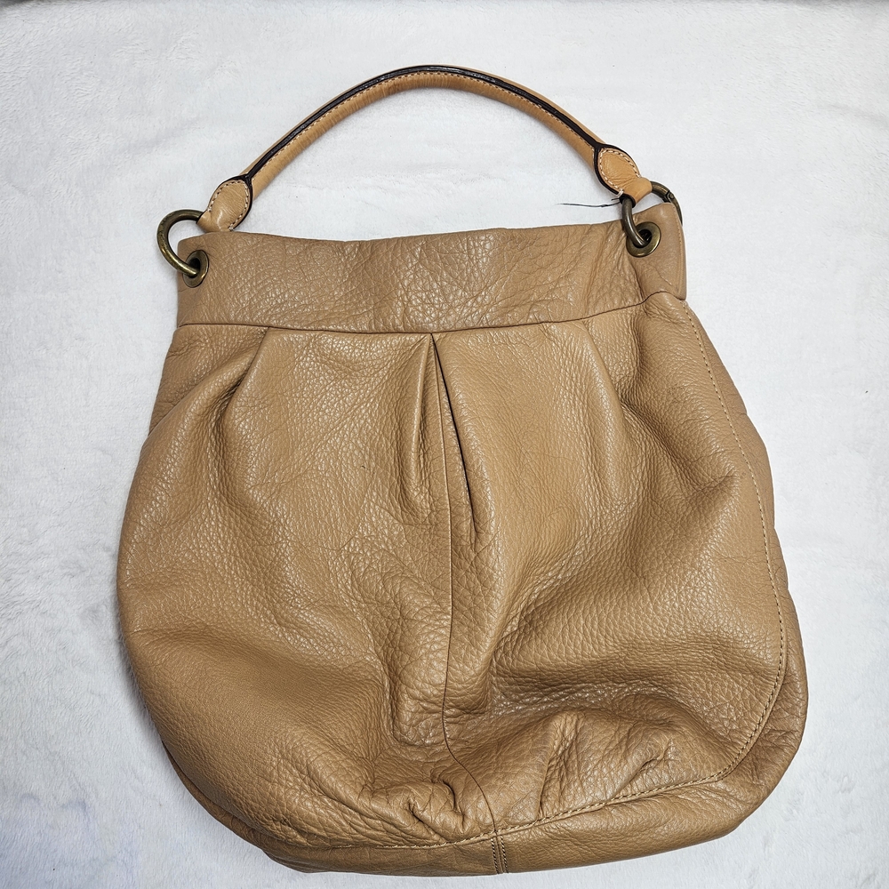 J.Crew Tan Pebbled Leather Hobo Shoulder Bag Handbag Slouchy Purse